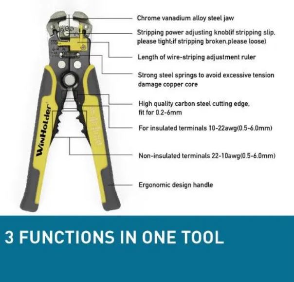 Electrical 3 in 1 cutter/stripper/crimper