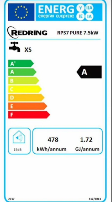 Redring Pure 9.5KW Instantaneous Electric Shower With 3 Power Settings