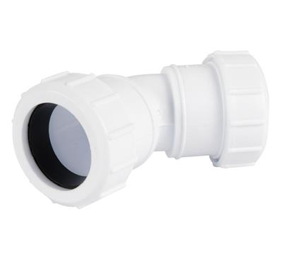 Plastic Compression 45 degree bend WHITE