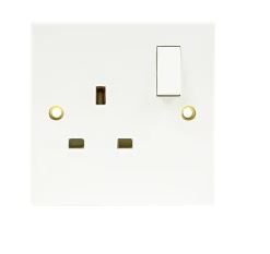 NEWLEC White Square Edge 1 Gang Single Pole Switched Socket